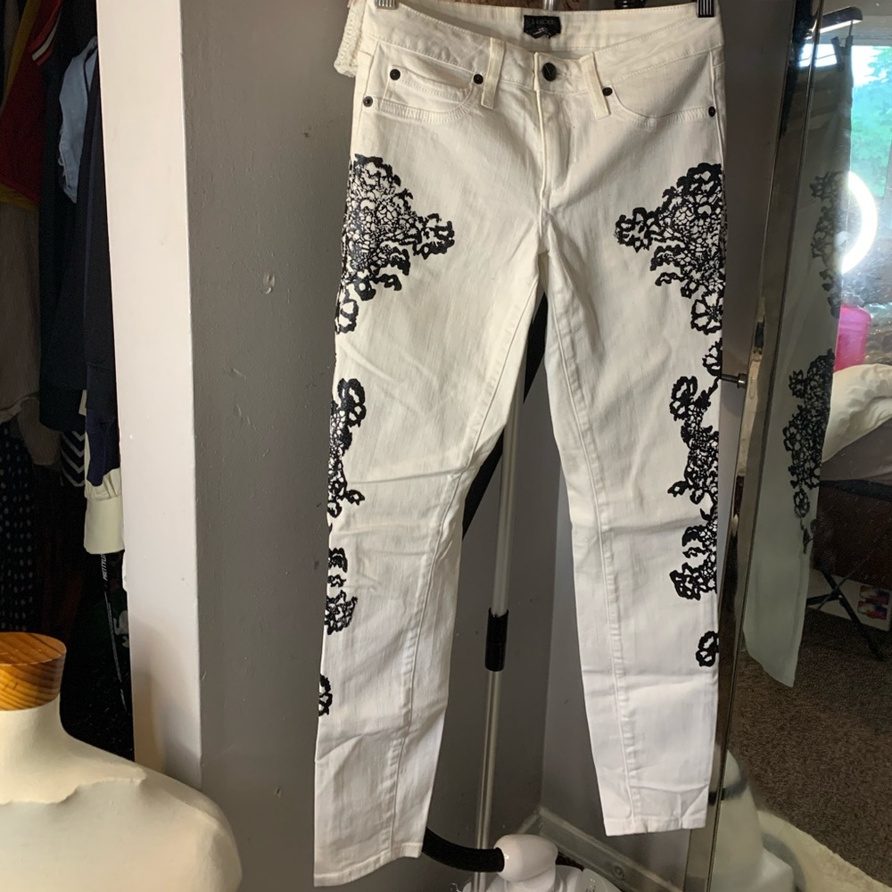 Bebe Patterned Skinny Jeans
